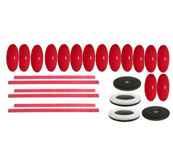 Floor Scrubber 9 Mo Accessory Bundle with Red Pads