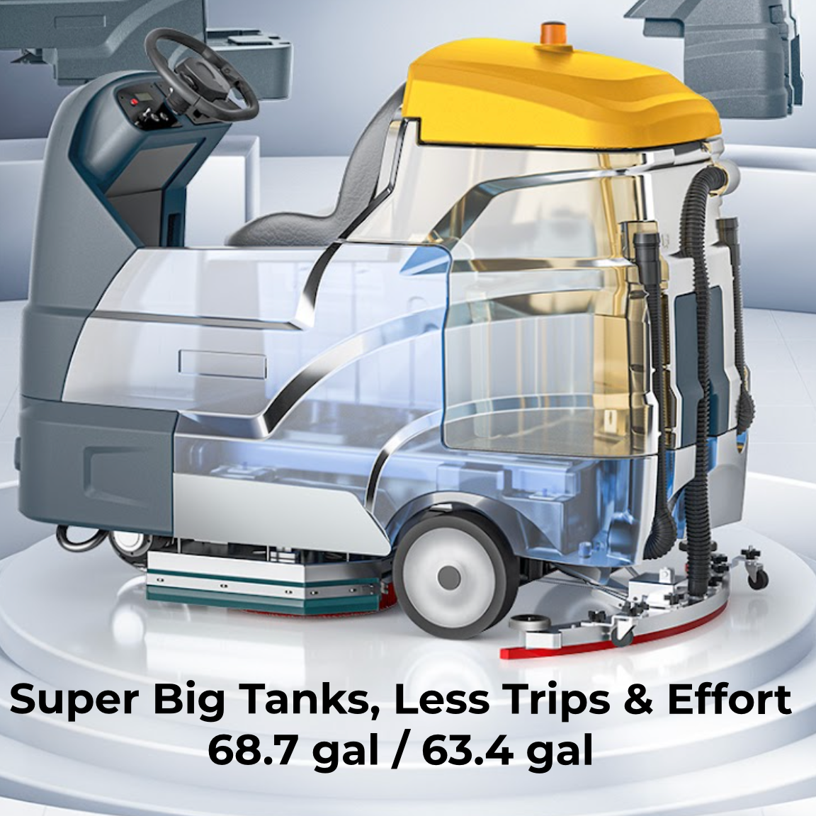 35" 69 Gal Auto Ride-On Industrial Floor Scrubber, BTCR35