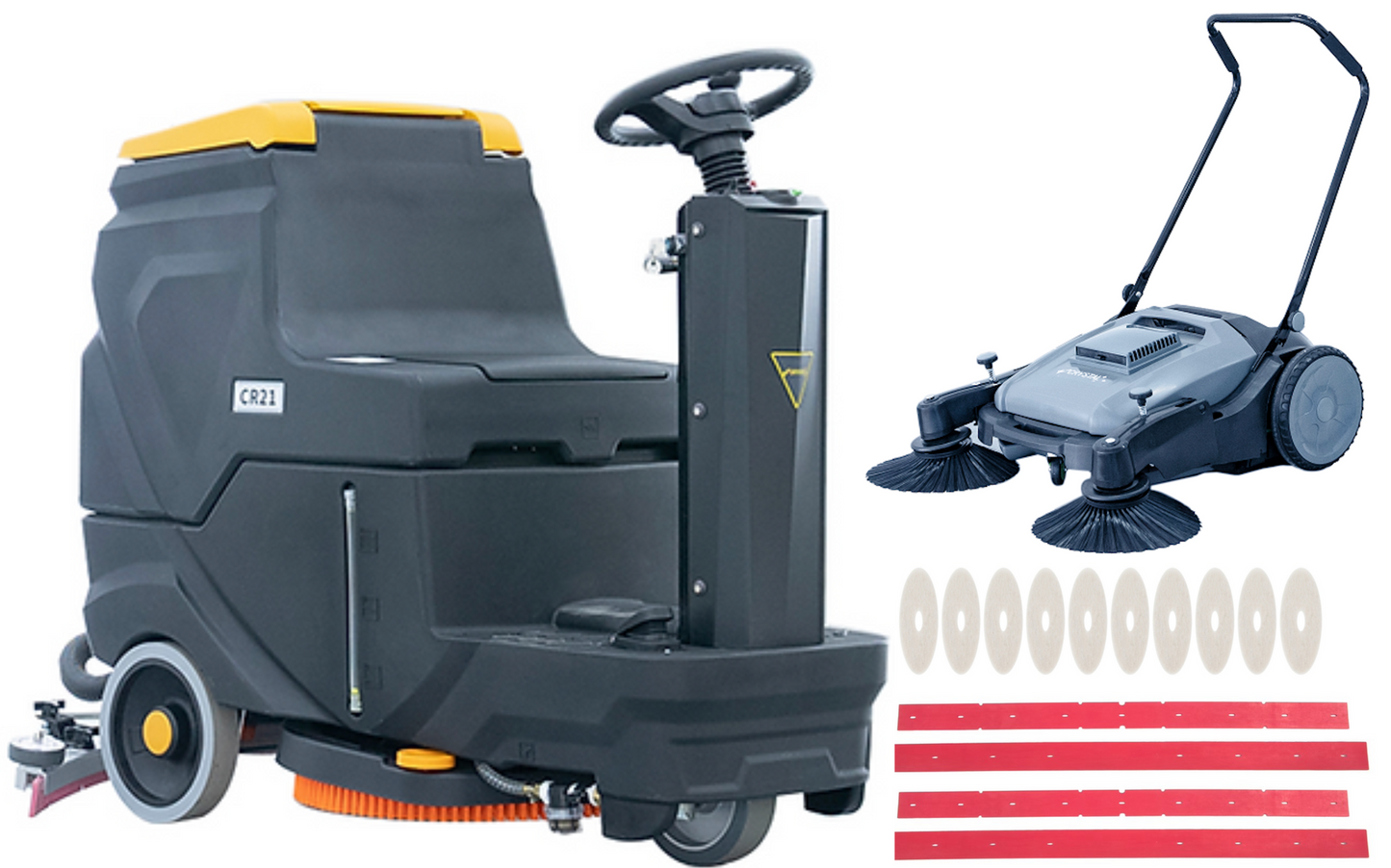 Happy Combo: CR21 Floor Scrubber + Floor Sweeper + 6 Mo Accessories