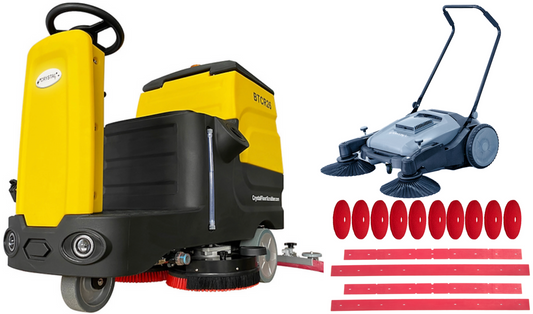 Happy Combo: BTCR26 Floor Scrubber + Floor Sweeper + 6 Mo Accessories