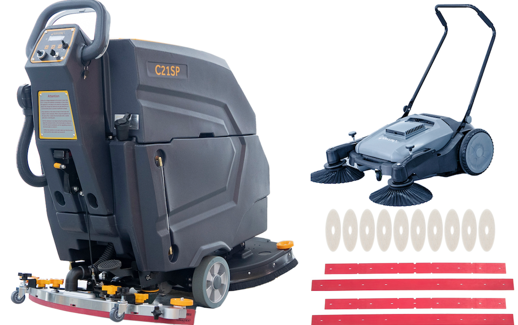Happy Combo: C21SP Floor Scrubber + Floor Sweeper + 6 Mo Accessories