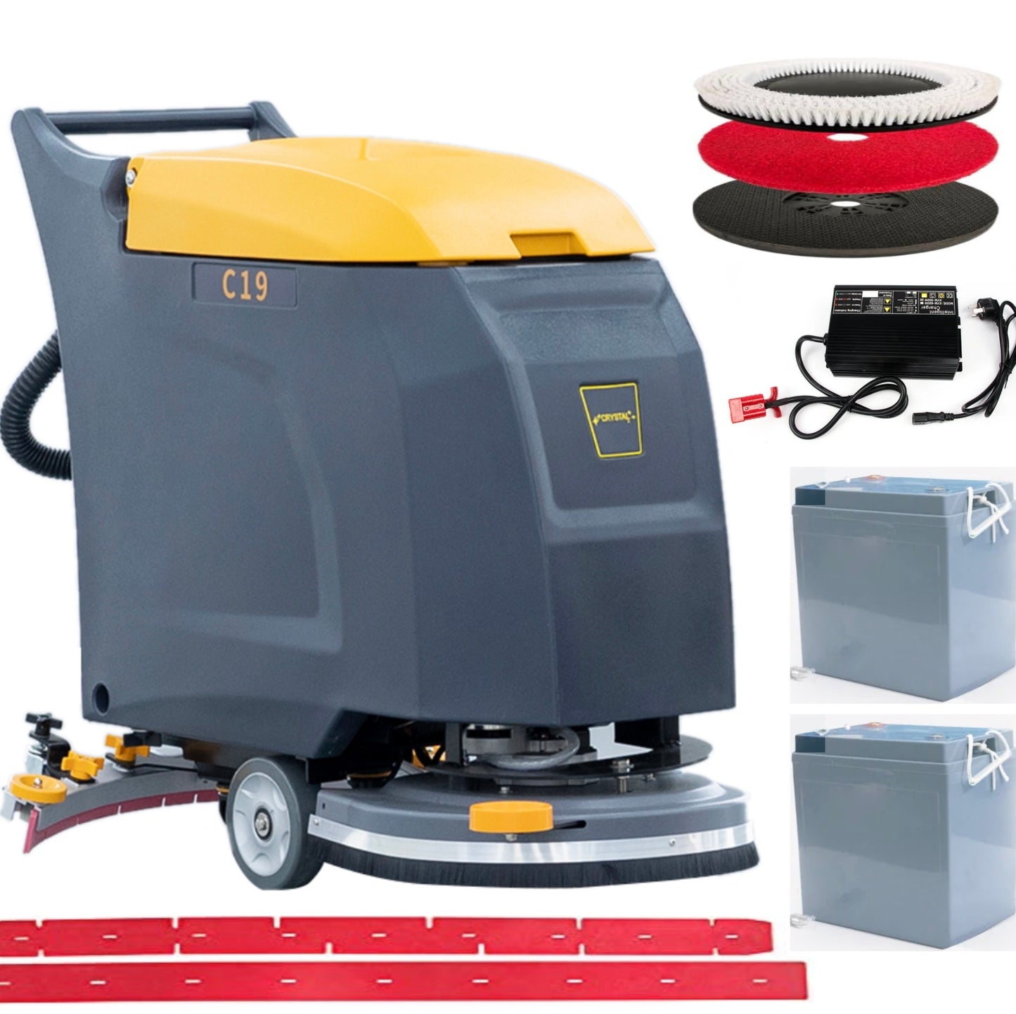 Battery Powered Floor Scrubber with a Complete Set of Parts, C19