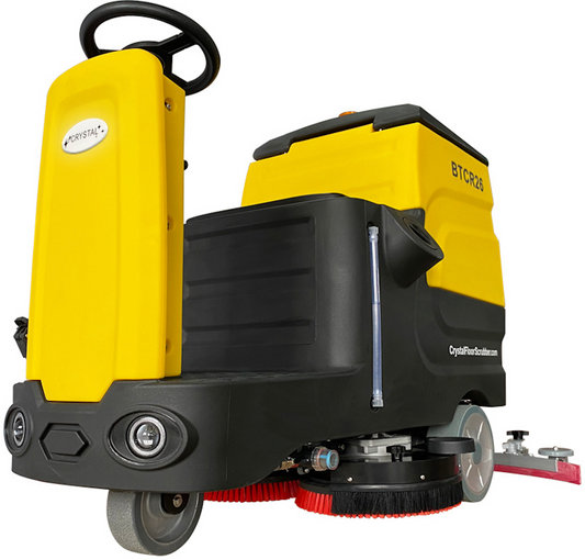 26" 30 Gal Ride-On Industrial Floor Scrubber with 3 *150 Ah Batteries, BTCR26