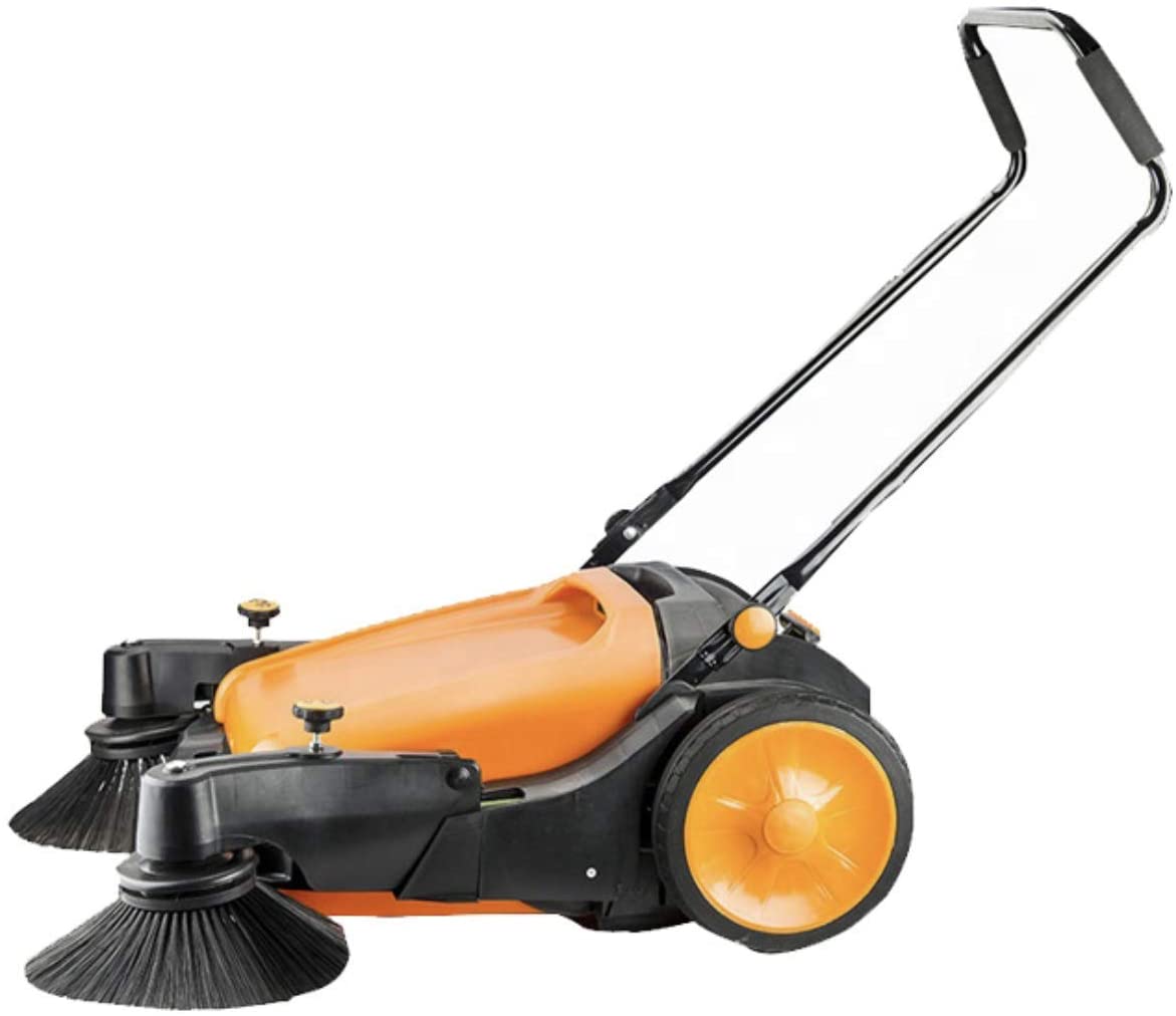 Industrial Floor Sweeper with Triple Brooms, 38" Outdoor and Indoor Sweeper