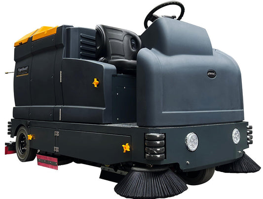 TigerDuo57 Ride-On Sweeper Scrubber – Sweep & Scrub in One Pass, 118,000 sq ft/h