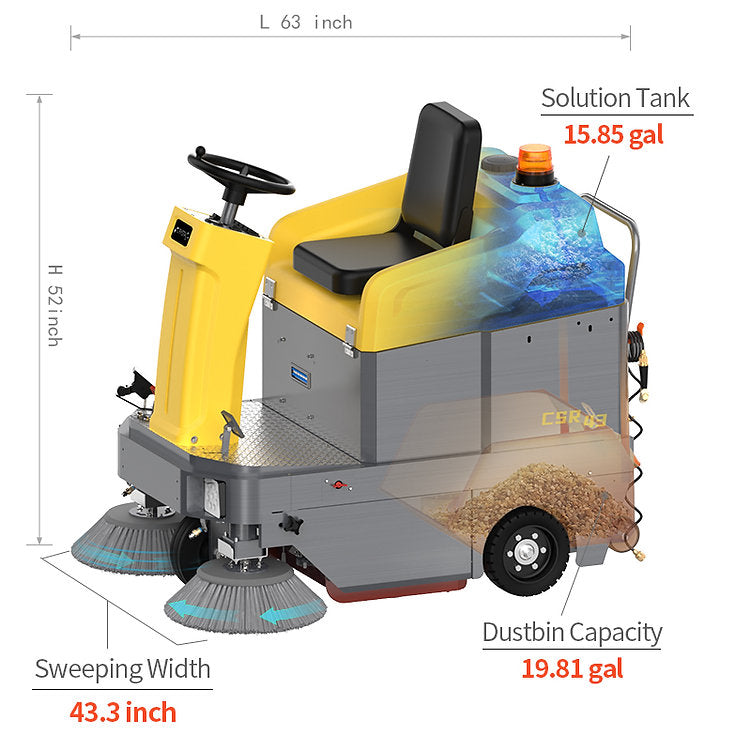 CSR43+ 43" Lithium Ride-On Vacuum Sweeper with Dual Battery Power