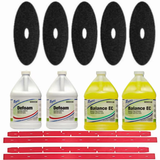 2 sets of Rubber(4pieces)+2gallon Defoam+2gallon Cleaner+5pieces Black pads