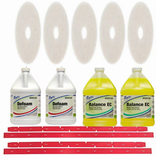 2 sets of Rubber(4pieces)+2gallon Defoam+2gallon Cleaner+5pieces white pads