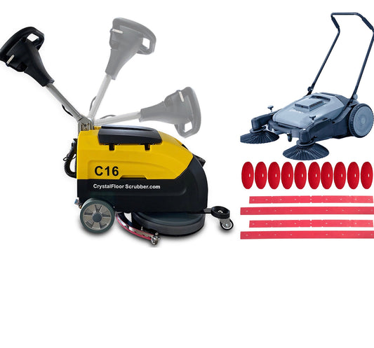 Happy Combo A: C16 Floor Scrubber + Floor Sweeper + 6 Mo Accessories