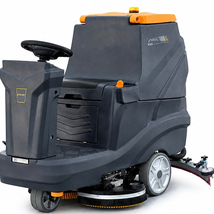 34" 40 Gal Ride-On Industrial Floor Scrubber with 4 *240 Ah Batteries, BTCR34