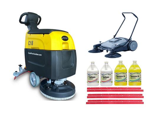 Happy Combo B: C18 Floor Scrubber + Sweeper +“Rubber + Defoam + Cleaner Kit”