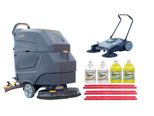 Happy Combo B: C21SP Floor Scrubber + Sweeper + “Rubber + Defoam + Cleaner Kit”