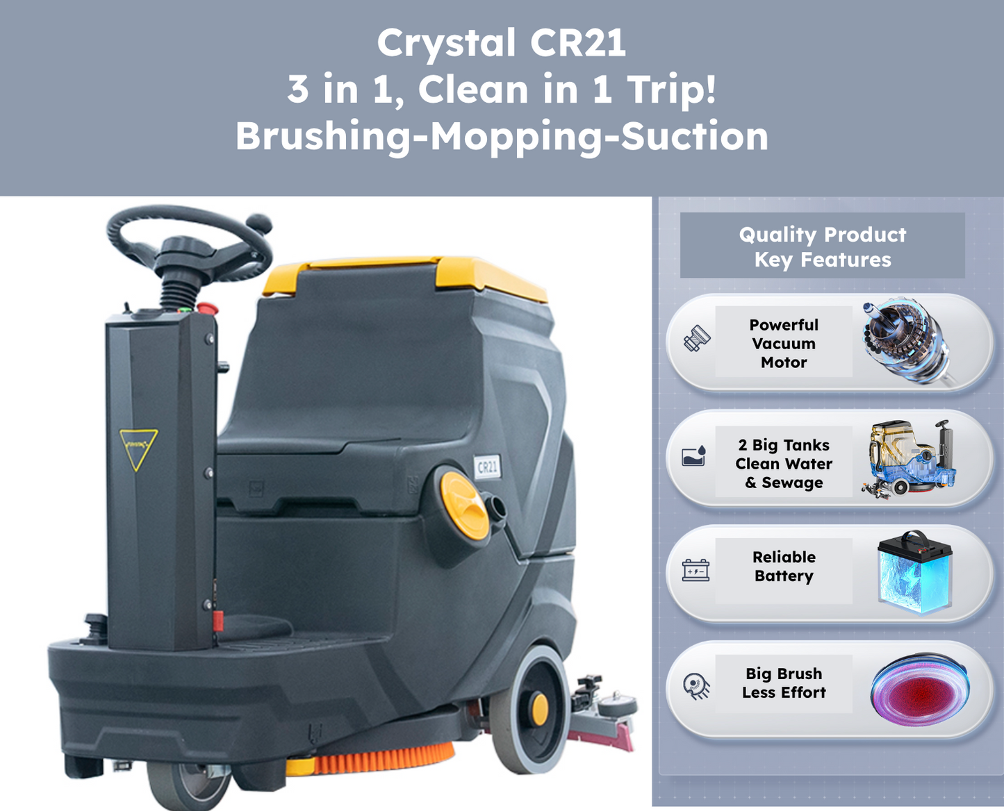 Ride-On Floor Scrubber CR21 + Ride-On Floor Sweeper40