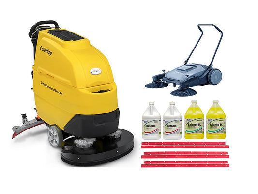 Happy Combo B: Cute26SP Floor Scrubber + Sweeper+“Rubber + Defoam + Cleaner Kit”