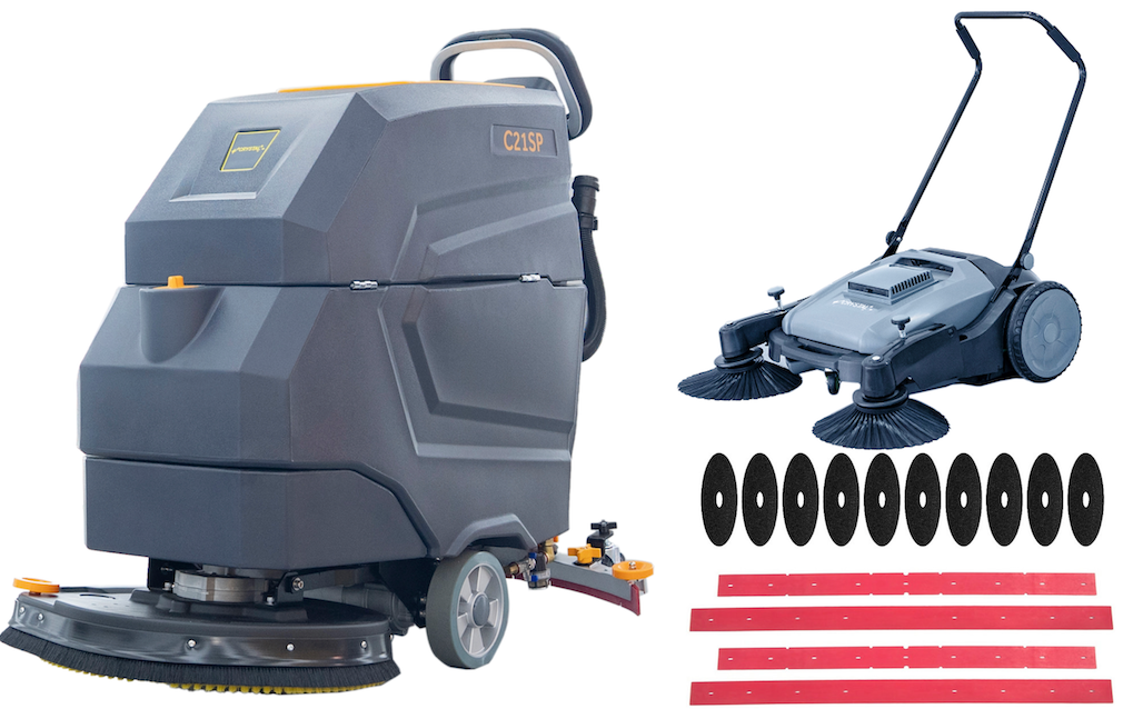 Happy Combo: C21SP Floor Scrubber + Floor Sweeper + 6 Mo Accessories