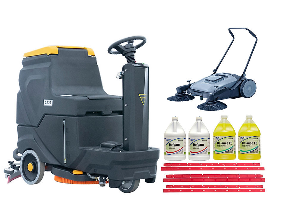 Happy Combo B: CR21 Floor Scrubber + Sweeper+“Rubber + Defoam + Cleaner Kit”