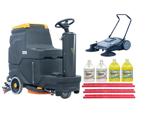 Happy Combo B: CR21 Floor Scrubber + Sweeper+“Rubber + Defoam + Cleaner Kit”