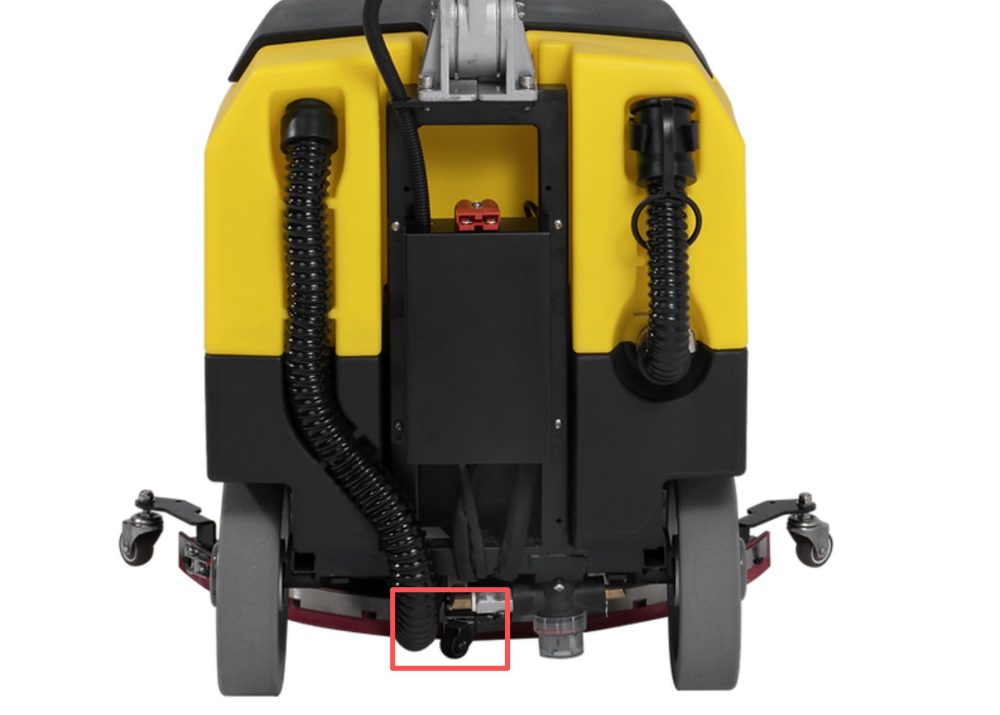 Universial wheel behind squeegee assembly for C16